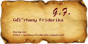 Görheny Friderika névjegykártya